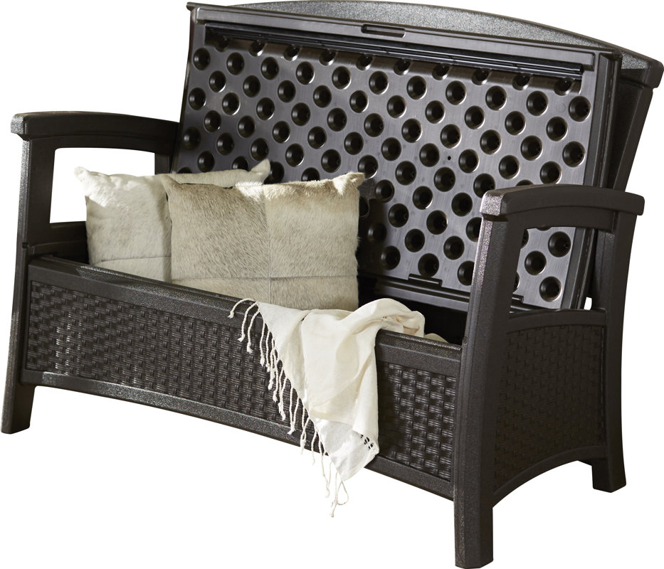 Suncast Elements Wicker Storage Bench & Reviews Wayfair